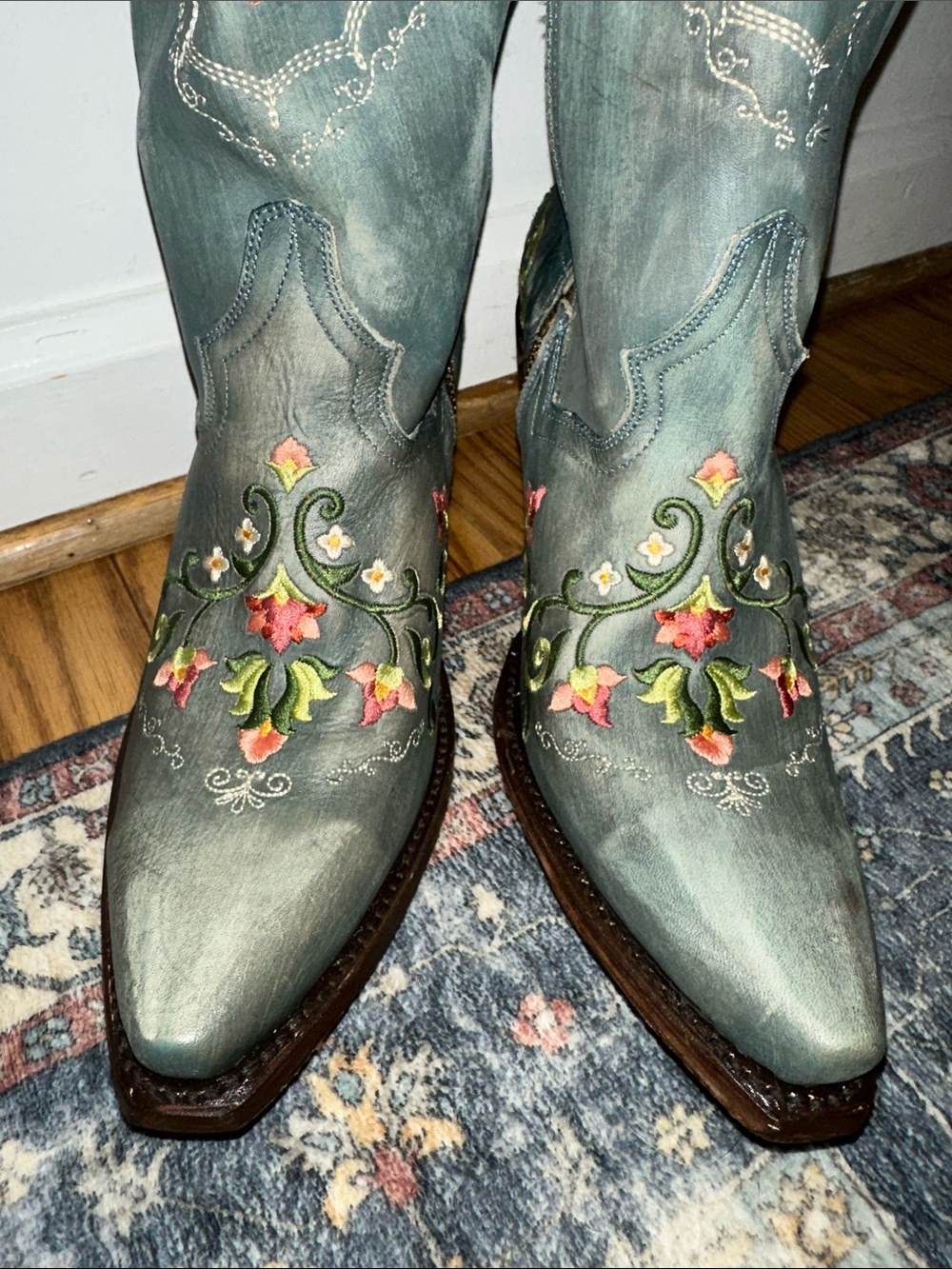 Dan Post Flower Child Leather Boots - Turquoise (NEW - Floor Model) - Picture 3 of 13